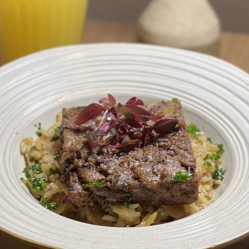 Cupim prensado com arroz cremoso