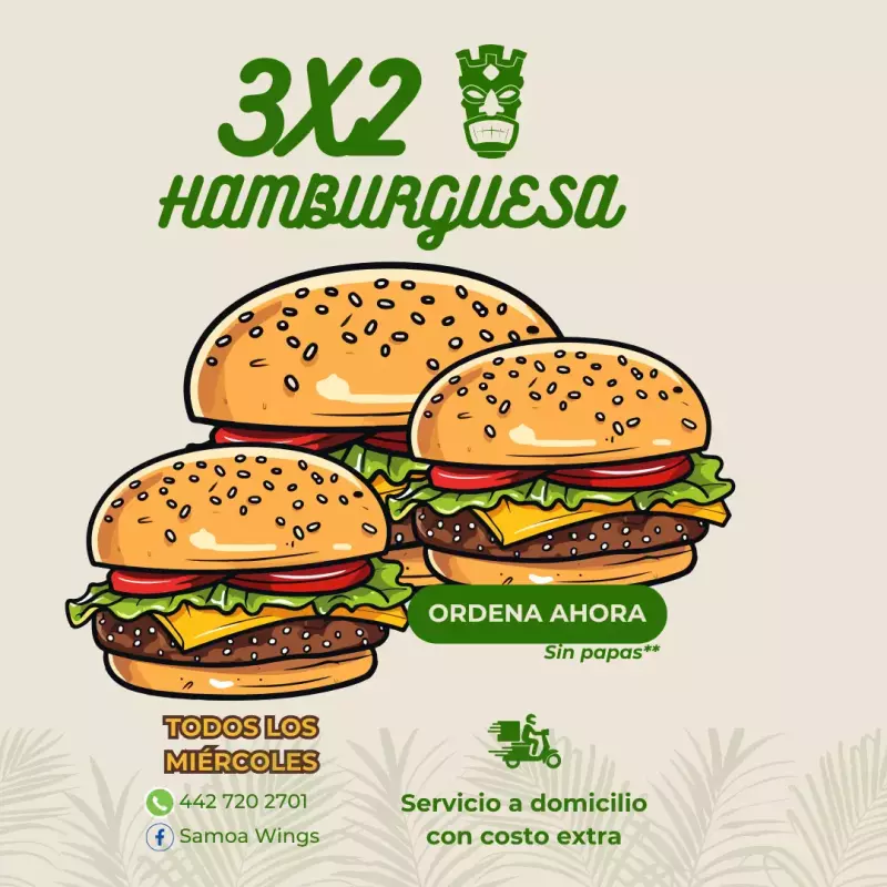 3x2 Hamburguesas sin papas