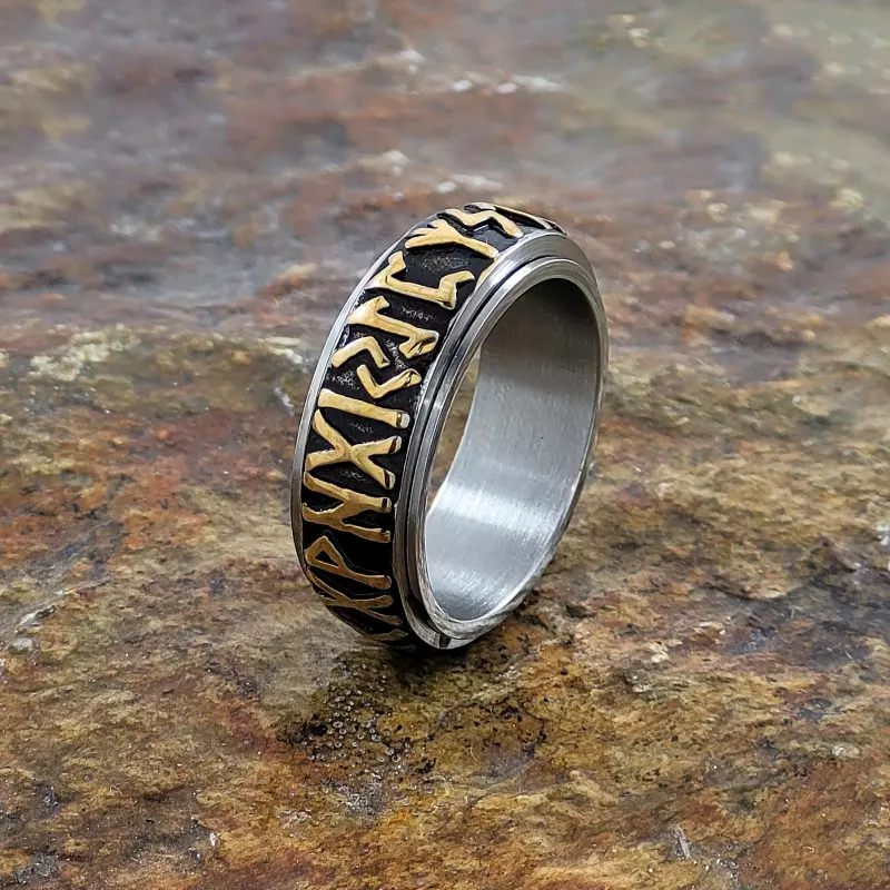 Viking Runes Rotating Ring