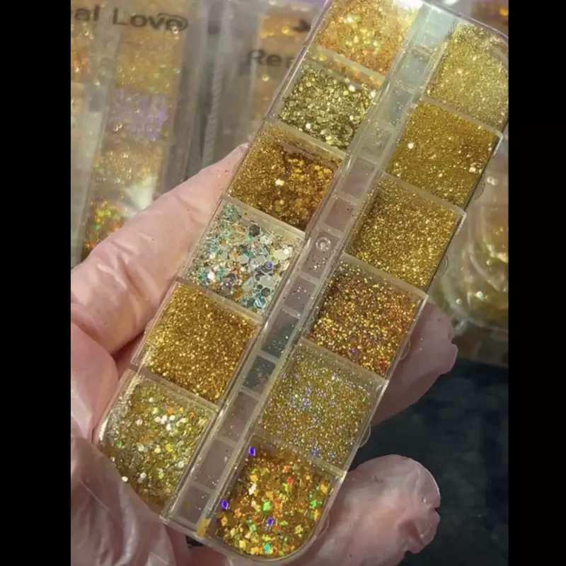 Caixa C/12 Glitter Dourado