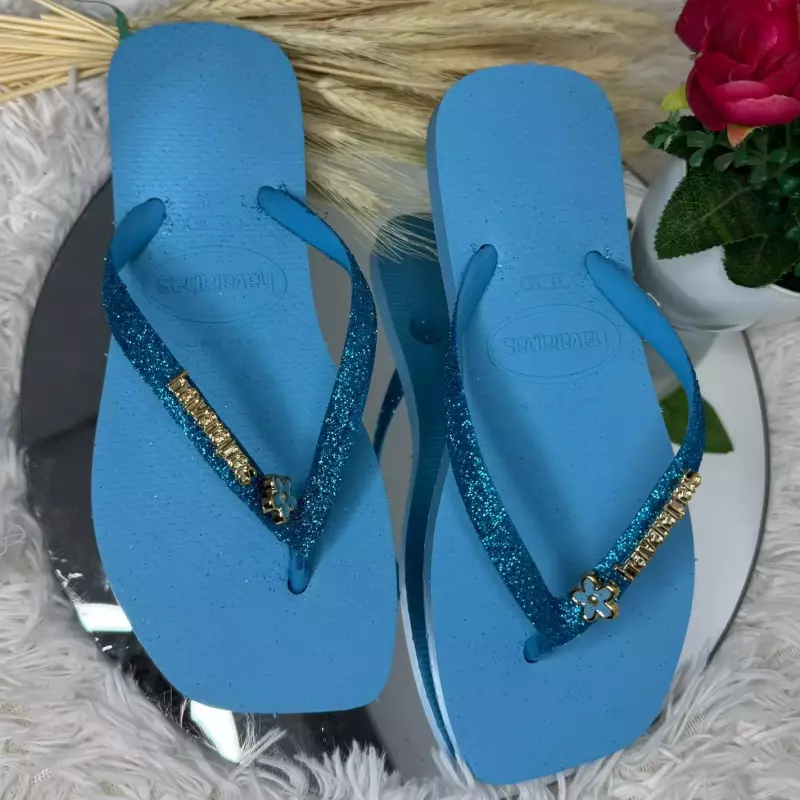 Fem glitter ping flor azul bb