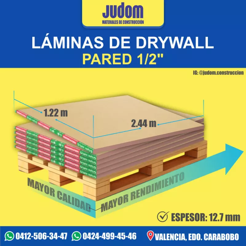 0750│LAMINA DE YESO 1/2" x 1.22 x 2
