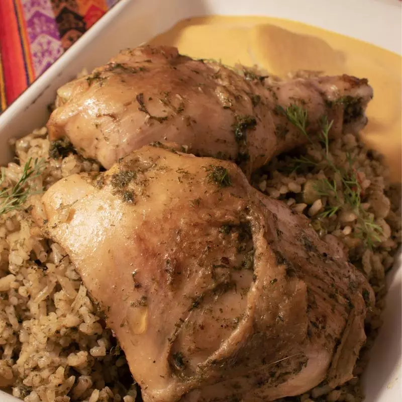 Arroz con pollo/Papa a la huancaína