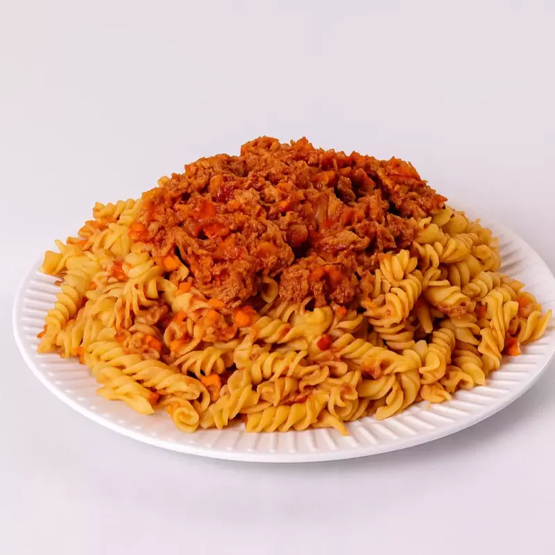 Fusilli a la boloñesa vegana