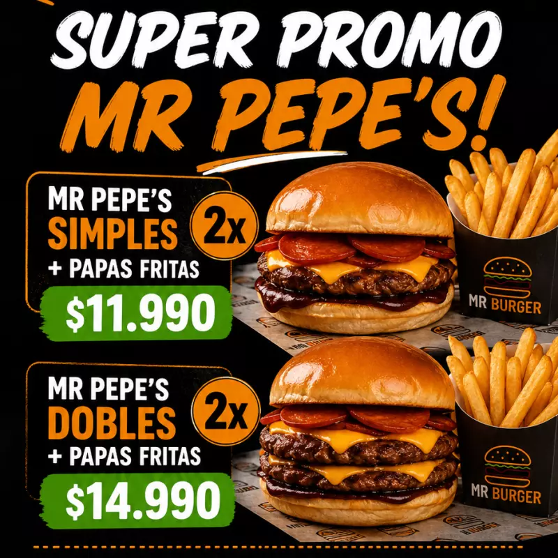 Promo 2 MR Pepe's Simples + Papas