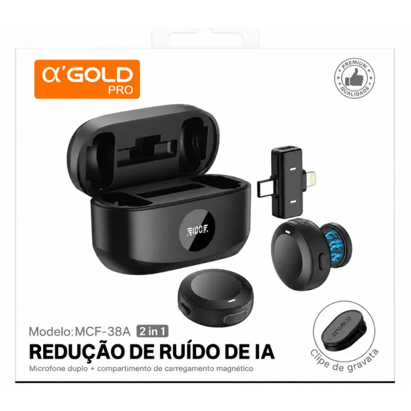 MICROFONE LAPELA GOLD 2 IN 1 MCF-38A