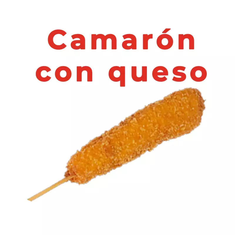 Kushi de camaron con queso crema
