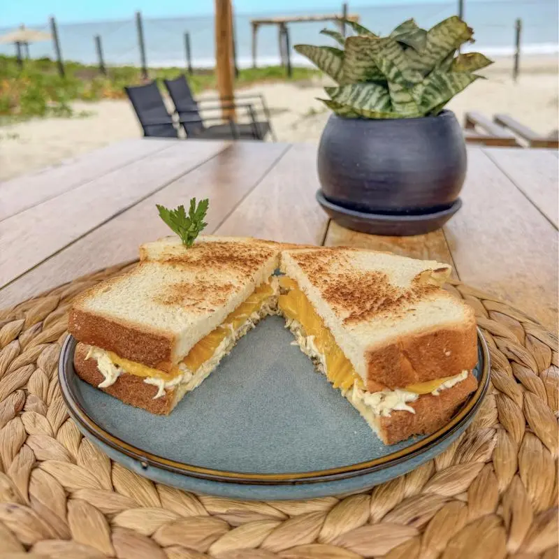 Sandwich de pollo y durazno