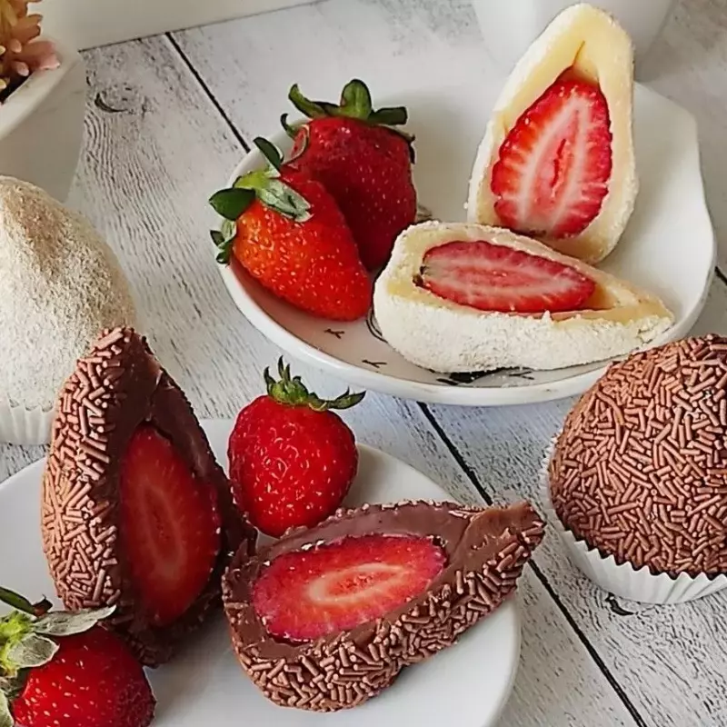 Coxinha de morango dose dupla