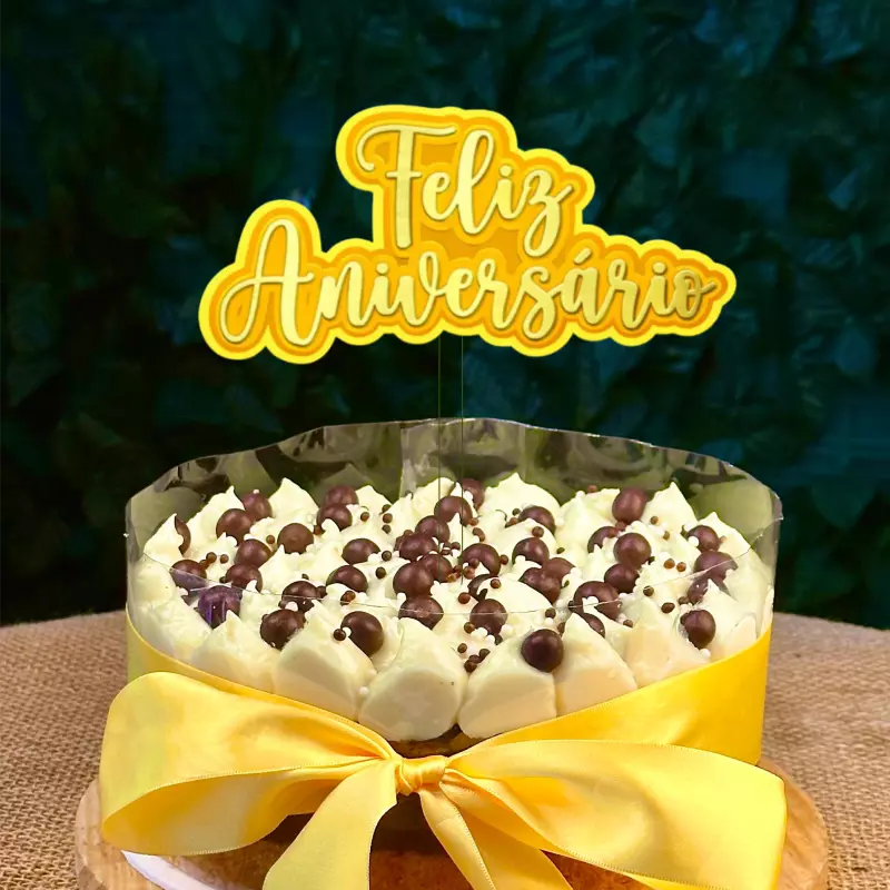 Topo Feliz Aniversário AMARELO 2D