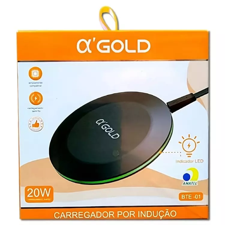 CARREGADOR INDUÇÃO 20W GOLD BTE-01