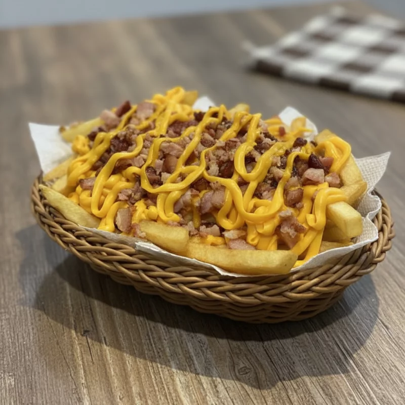 Papas Crocantes con Cheddar y Bacon