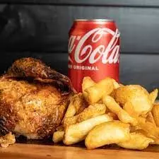 1/4 de pollo con papas y bebida🍟🥃🐔