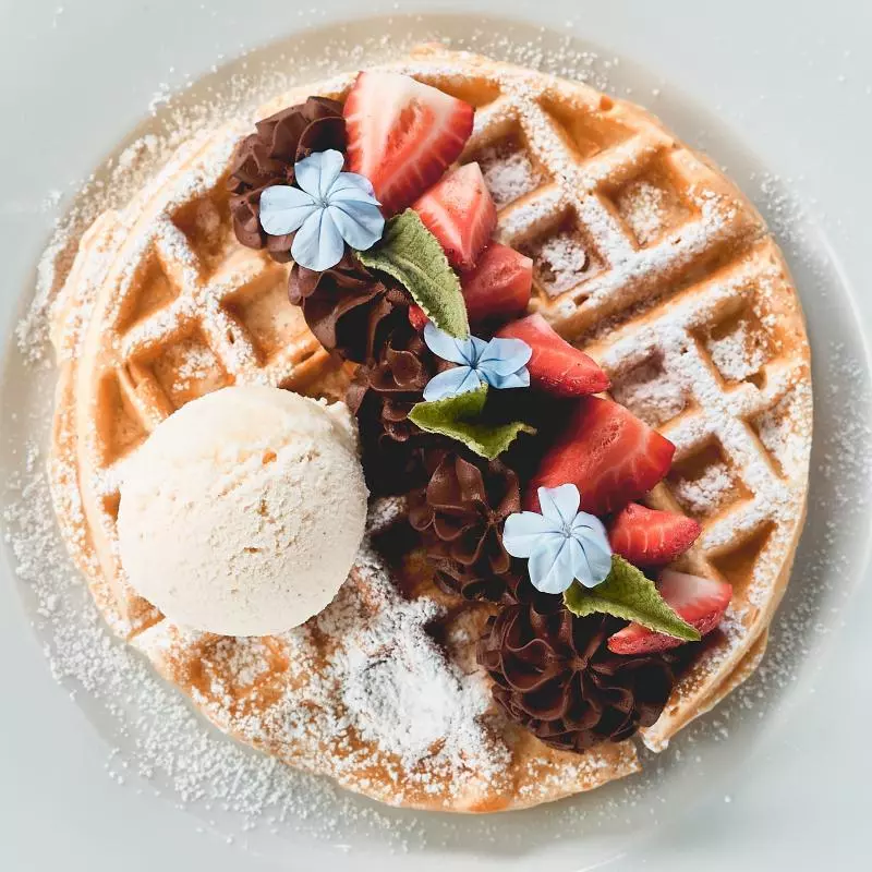 Waffle con Helado