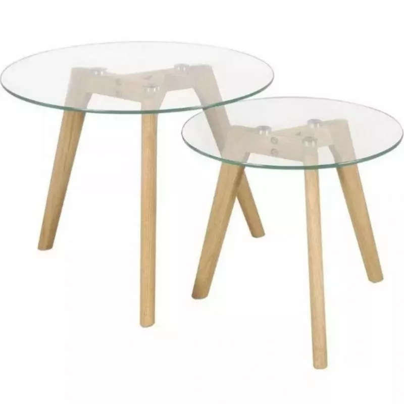 Mesa ratona doble redonda vidrio