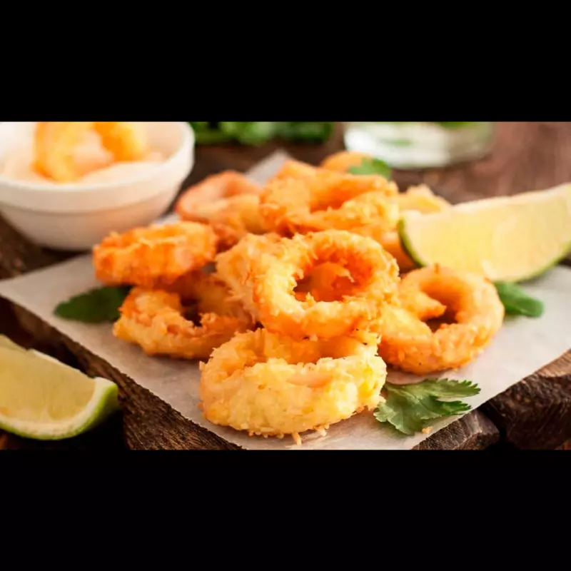 Anillos de calamar apanados