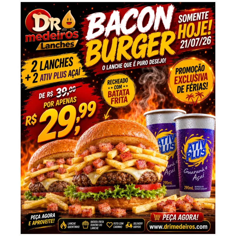 2 Bacon Burguer + 2 Ativ Plus