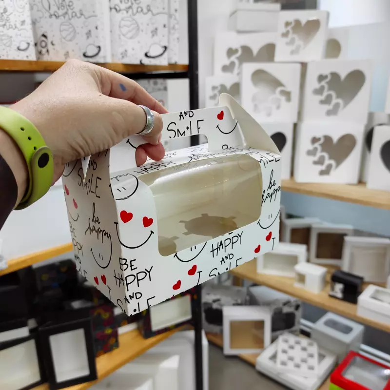 Caja 2 Cupcakes Happy Con Asa