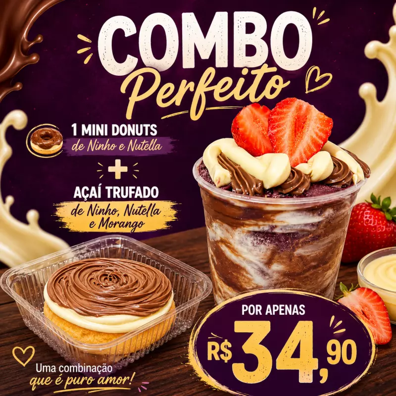 Açaí Trufado + Mini Donuts Premium