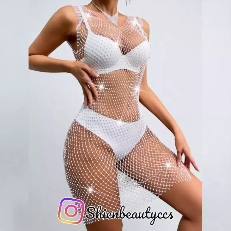 Vestido Malla brillante Blanco