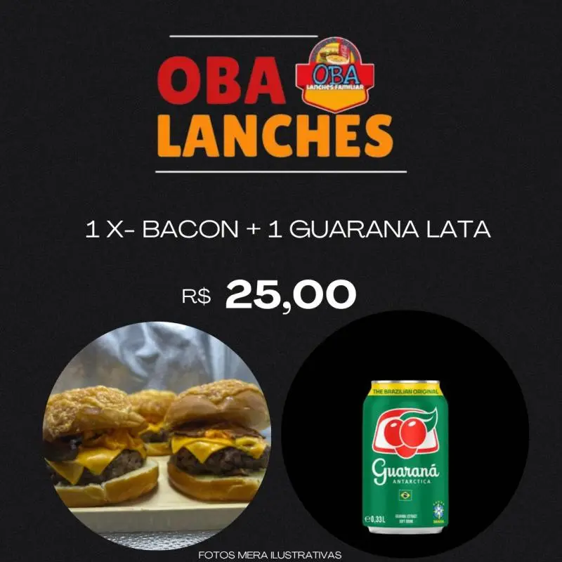 1 X BACON  + 1 GUARANA LATA