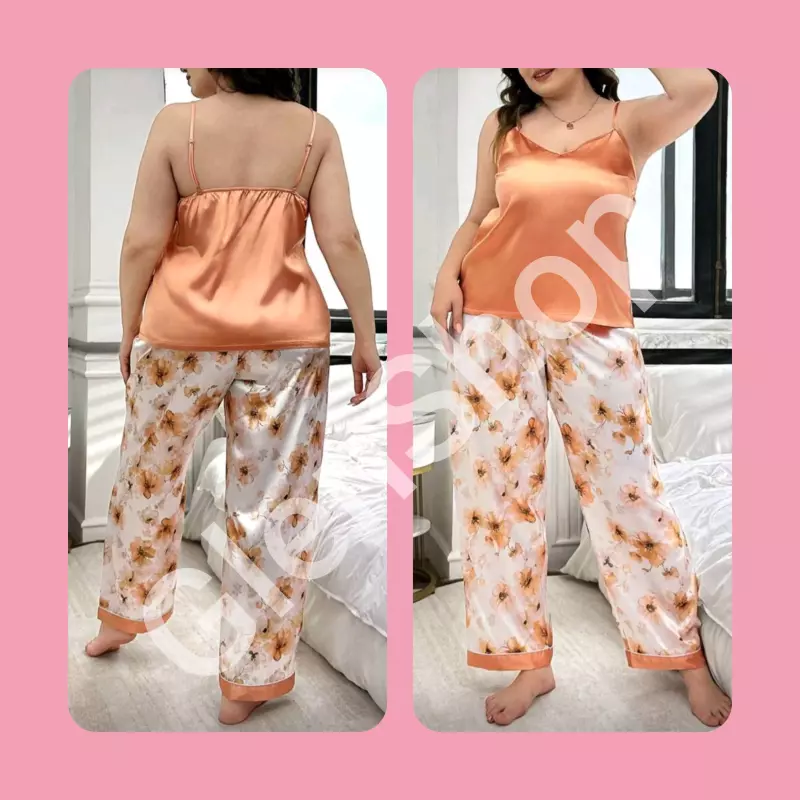 Pijama de pantalón plus naranja