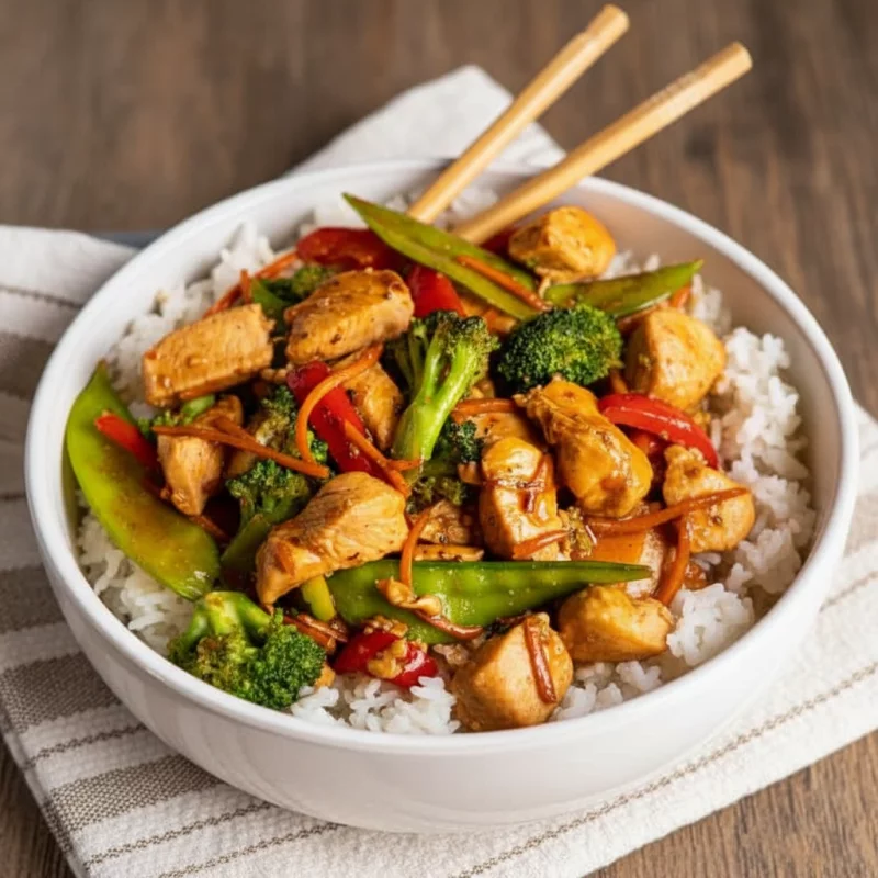 Pollo con verduras estilo chino