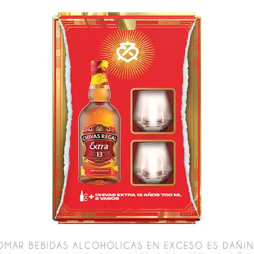 CHIVAS 13 AÑOS CON VASOS 750 ML