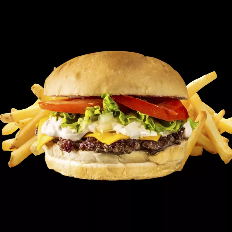 Tasty Burga Simple + Papas Fritas