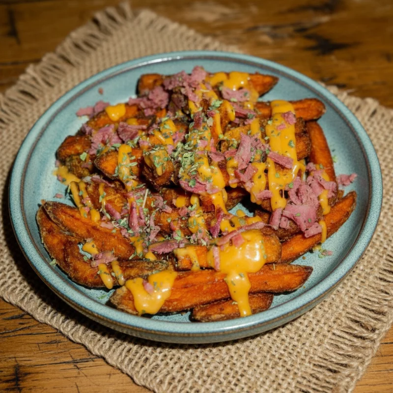 BATATA DOCE C/ CHEDDAR E BACON