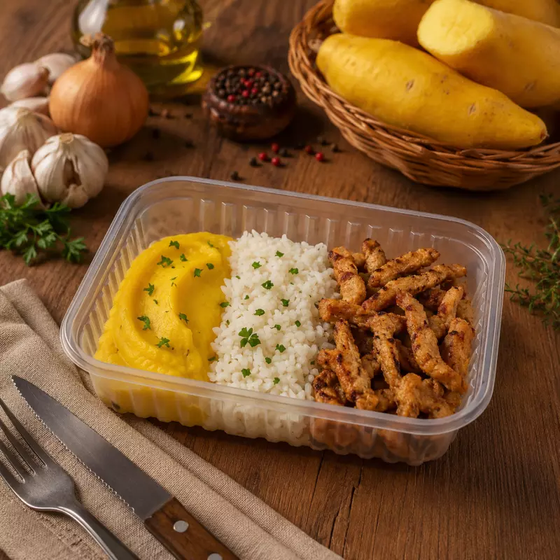 Pernil em Tiras, Purê Mandioquinha