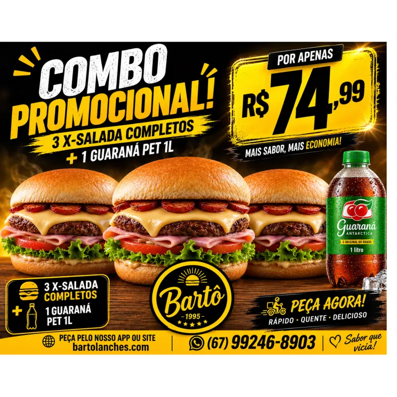 Combo de lanches e refrigerante