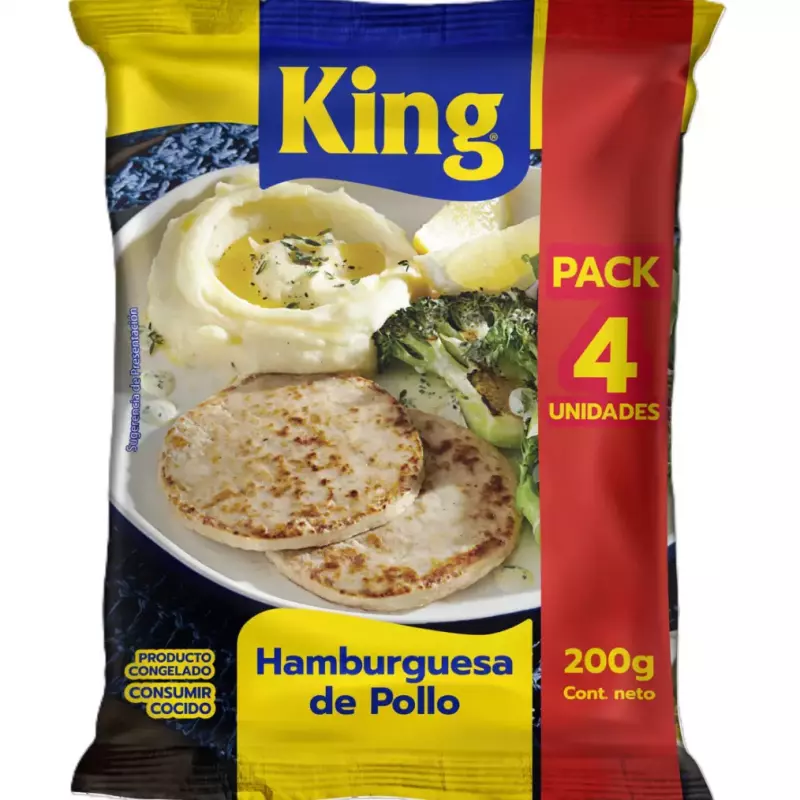 Pack 4 Hamburguesas king pollo 50grs