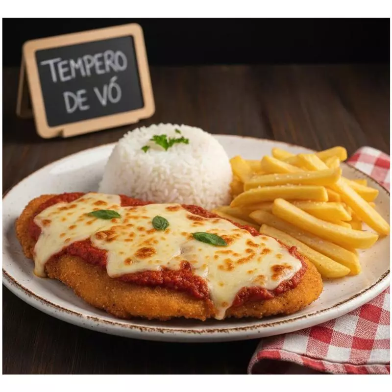 Parmegiana de frango + fritas