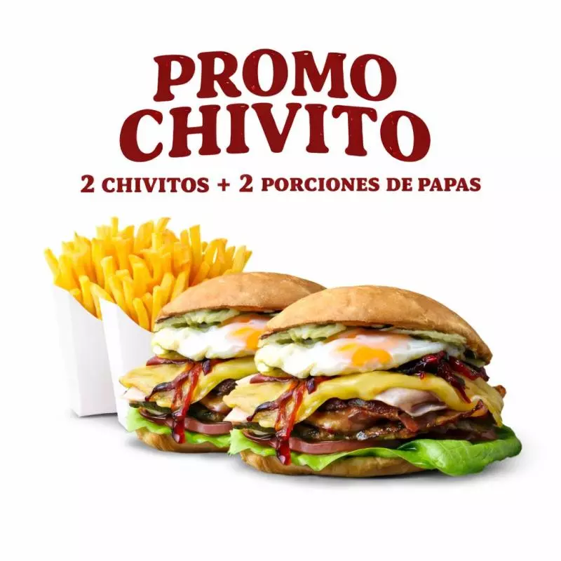 Promo Chivito para 2 + Papas Gratis