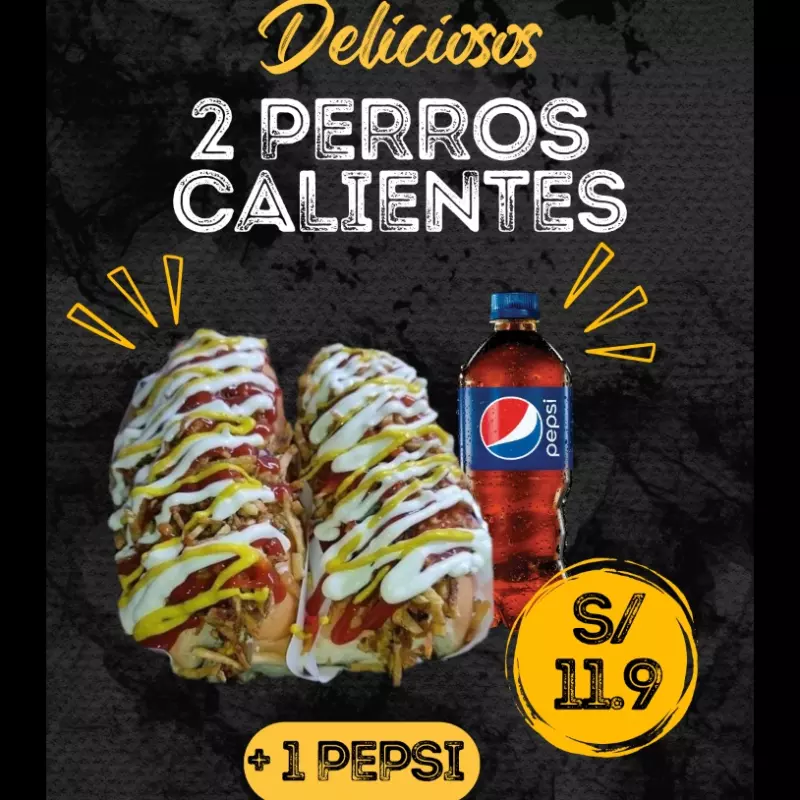 2 Perros Calientes y 1 Pepsi