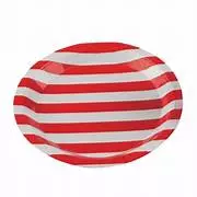 Prato de Papel Listrado Vermelho