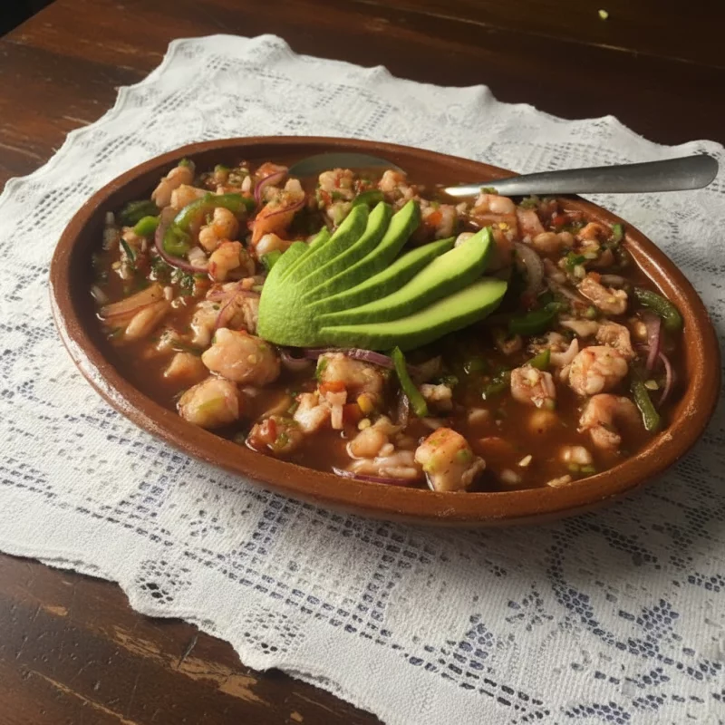 CEVICHE DE CAMARON CURTIDO CON LIMON