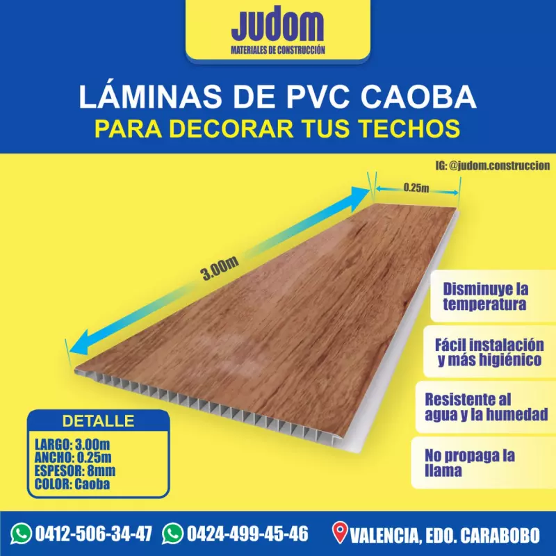 LAMINA PVC 3.00x0.25 mts CAOBA