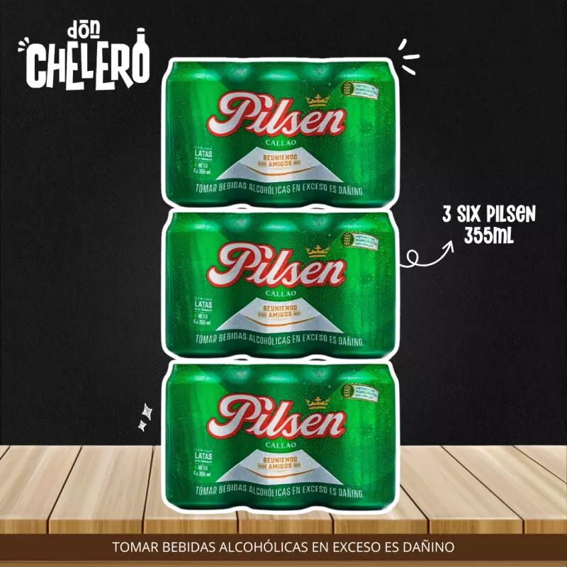 3 SIX PILSEN LATA X 355 ML.