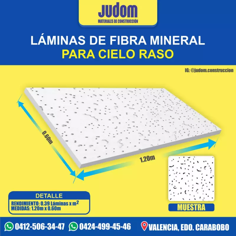 LAMINA DE  FIBRA MINERAL  1.20x0.60