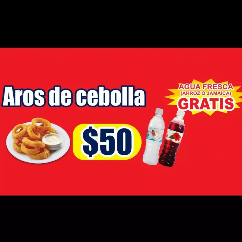 Aros de cebolla+agua fresca