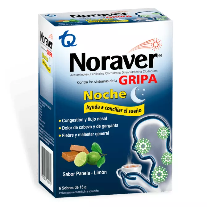 NORAVER GRIPA NOCHE X 6 SOBRES