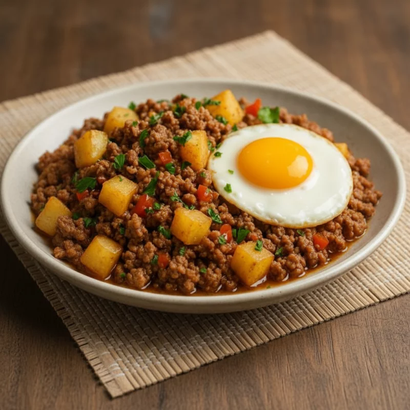 Carne Moida com Batata e Ovo