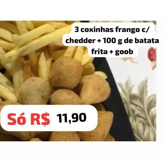 Kit 3 coxinhas c/ batata e refri peq