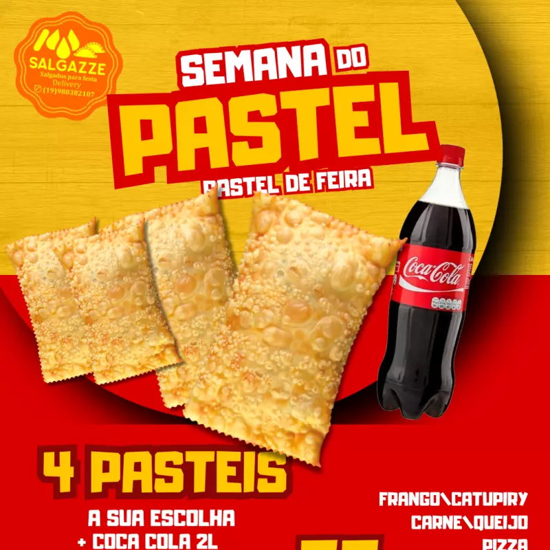 Combo 4 Pasteis + Refri 2 Litros