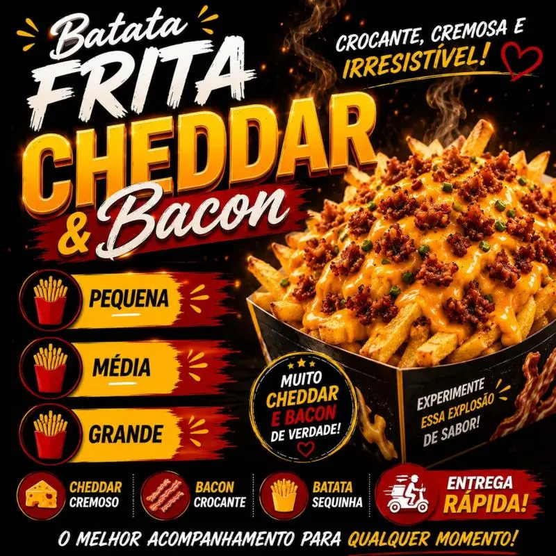 BATATA CHEDDAR E BACON