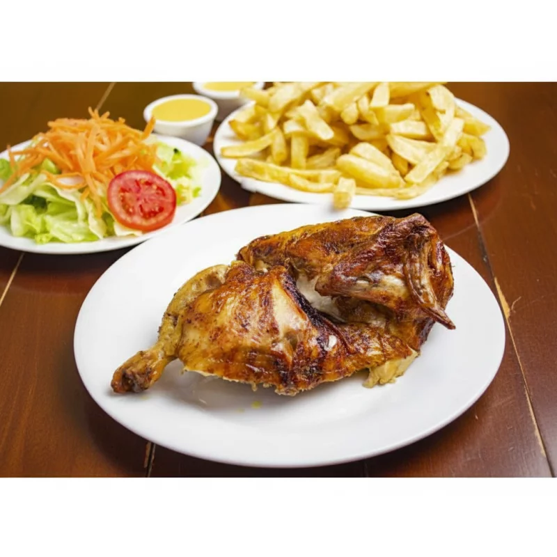 Medio pollo a la brasa con papas