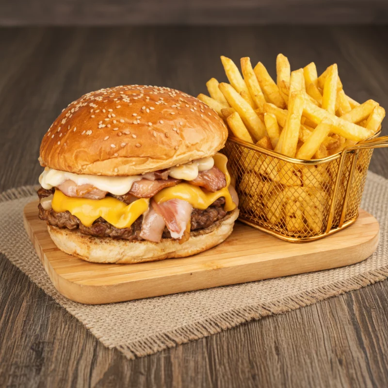 HAMBURGUESA LA DOBLE + papa frita