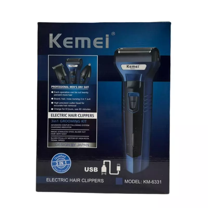 MAQUINA DE BARBEAR 3 EM 1 KM-6331